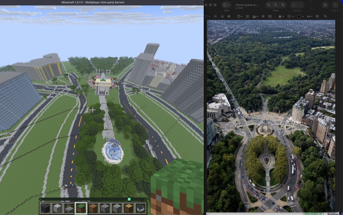 Side-by-side: Minecraft vs real aerial photo